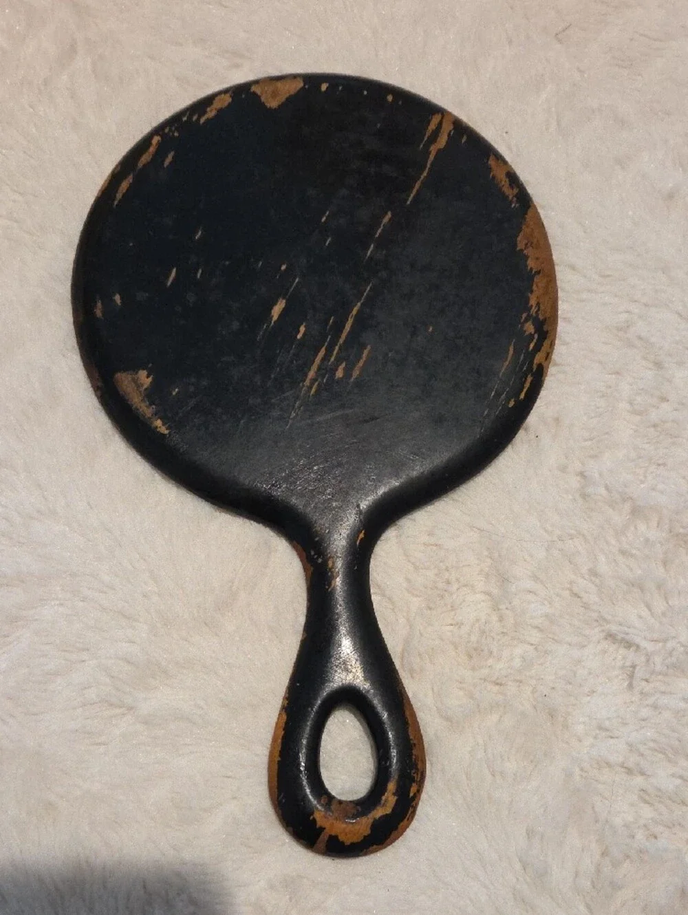 Vintage Round Hand Mirror Wall Decor in Black and Brown